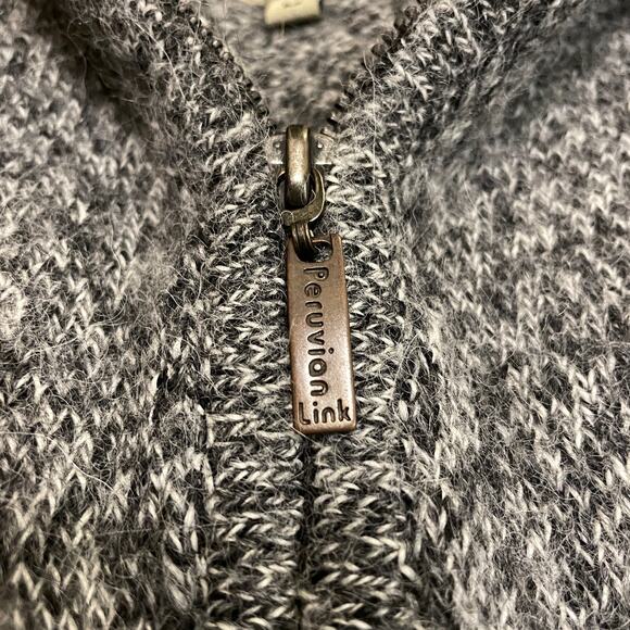 Peruvian Link M Troyan Alpaca Sweater | Charcoal 1/2 Zip Peru 100% Alpaca $175 - Picture 4 of 10